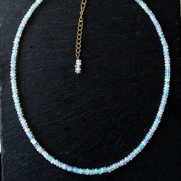 STUNNING AAA FIRE OPAL Beaded Necklace GORGEOUS Ethiopian FIRE Opals 3-4mm - Picture 14 of 14